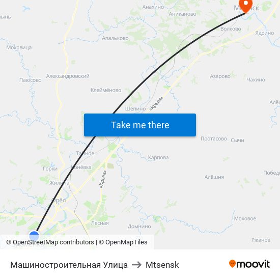 Машиностроительная Улица to Mtsensk map