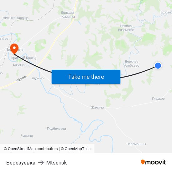 Березуевка to Mtsensk map