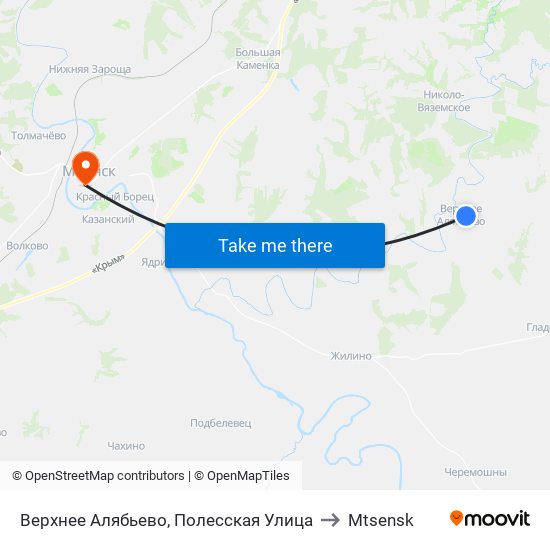 Верхнее Алябьево, Полесская Улица to Mtsensk map