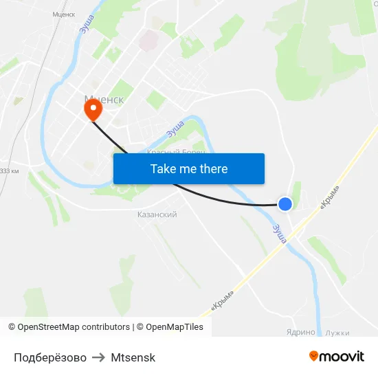 Podberezovo to Mtsensk map