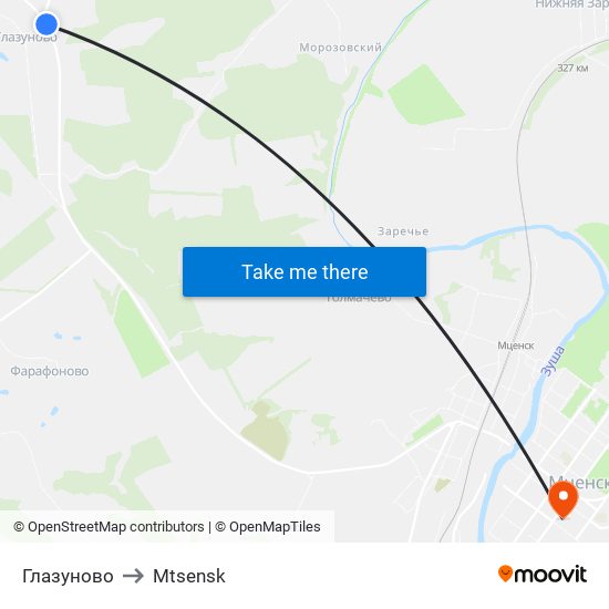 Глазуново to Mtsensk map