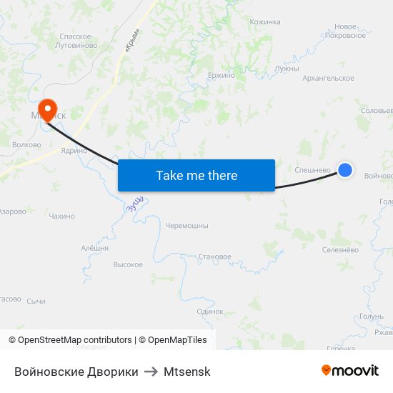 Войновские Дворики to Mtsensk map