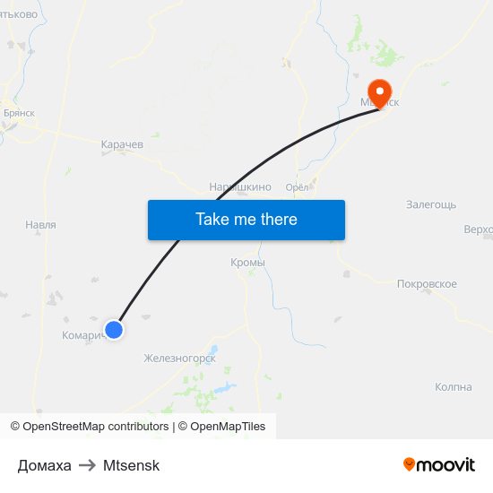 Домаха to Mtsensk map
