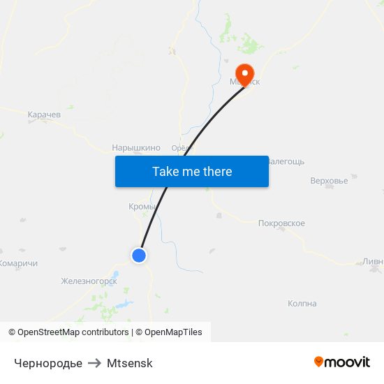 Чернородье to Mtsensk map