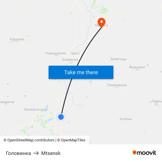 Головинка to Mtsensk map
