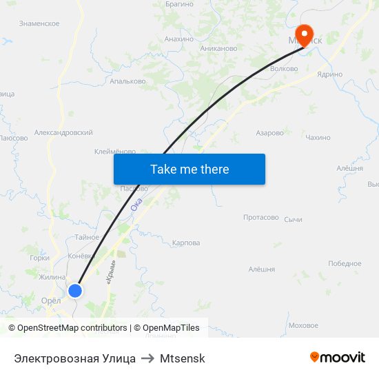 Электровозная Улица to Mtsensk map