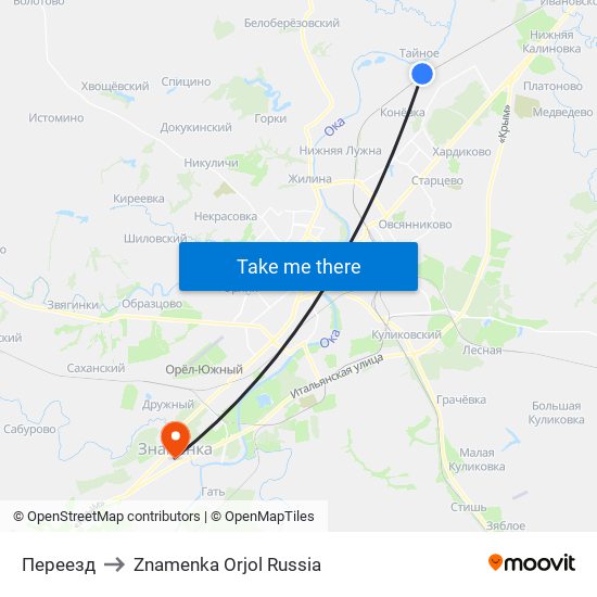 Переезд to Znamenka Orjol Russia map