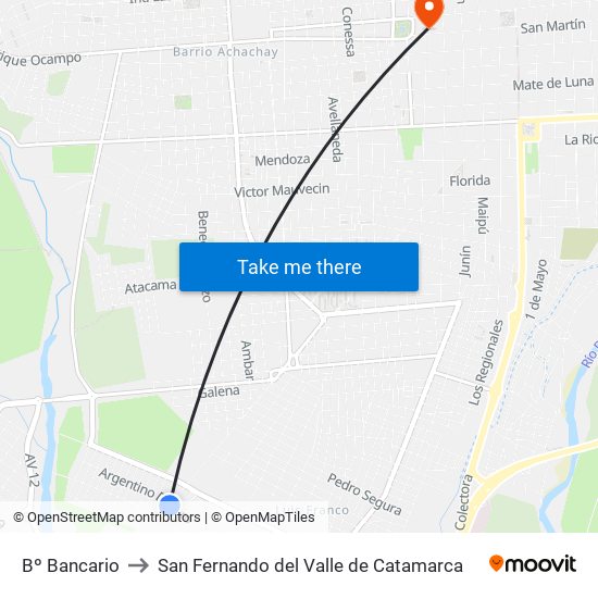 Bº Bancario to San Fernando del Valle de Catamarca map