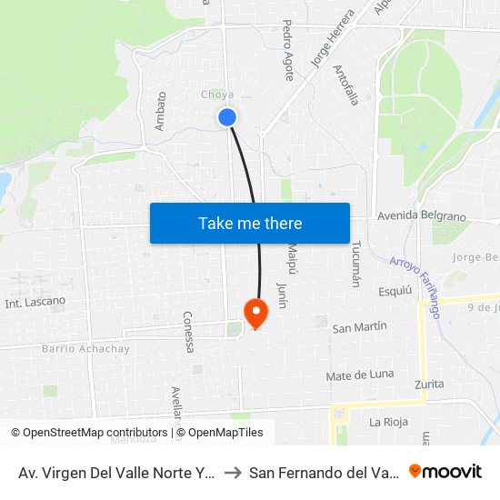 Av. Virgen Del Valle Norte Y Calle Miguel Vergara to San Fernando del Valle de Catamarca map