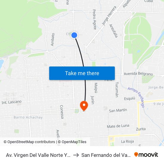 Av. Virgen Del Valle Norte Y Calle Piedra Del Inca to San Fernando del Valle de Catamarca map