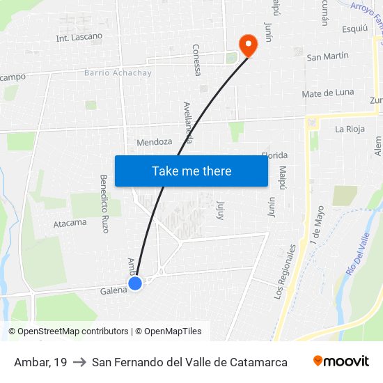 Ambar, 19 to San Fernando del Valle de Catamarca map