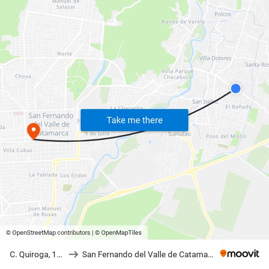C. Quiroga, 128 to San Fernando del Valle de Catamarca map