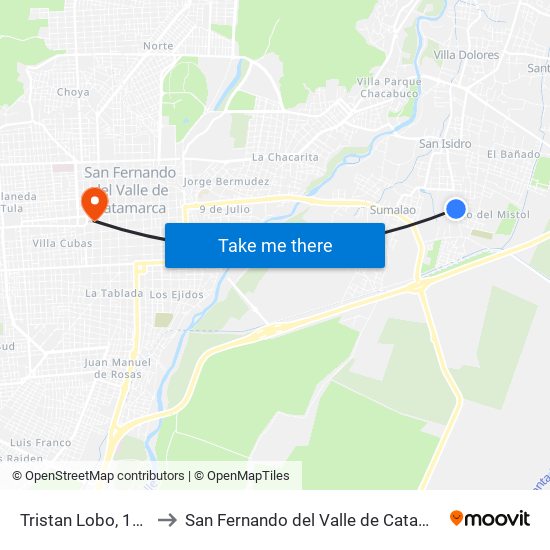 Tristan Lobo, 1060 to San Fernando del Valle de Catamarca map