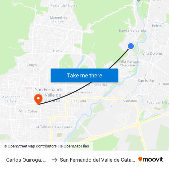 Carlos Quiroga, 3450 to San Fernando del Valle de Catamarca map