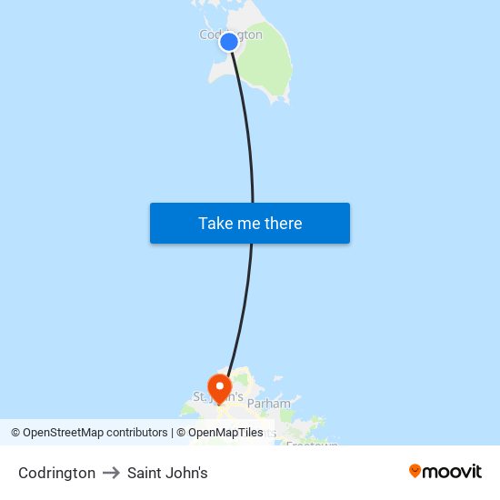 Codrington to Saint John's map