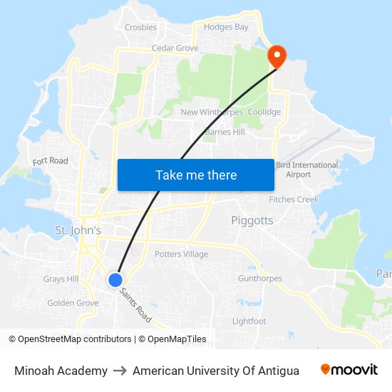 Minoah Academy to American University Of Antigua map