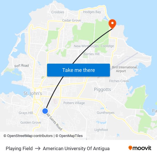 Playing Field to American University Of Antigua map