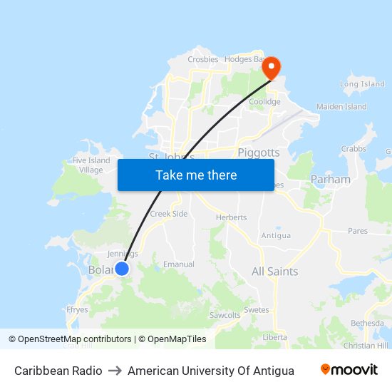 Caribbean Radio to American University Of Antigua map