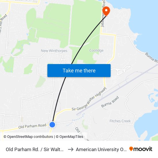 Old Parham Rd. / Sir Walter Highway to American University Of Antigua map