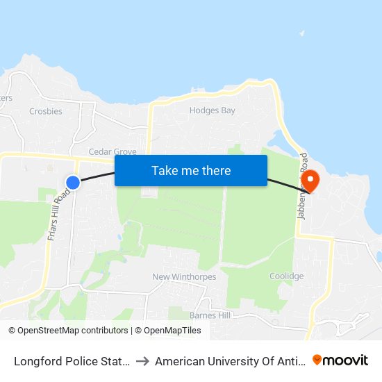 Longford Police Station to American University Of Antigua map