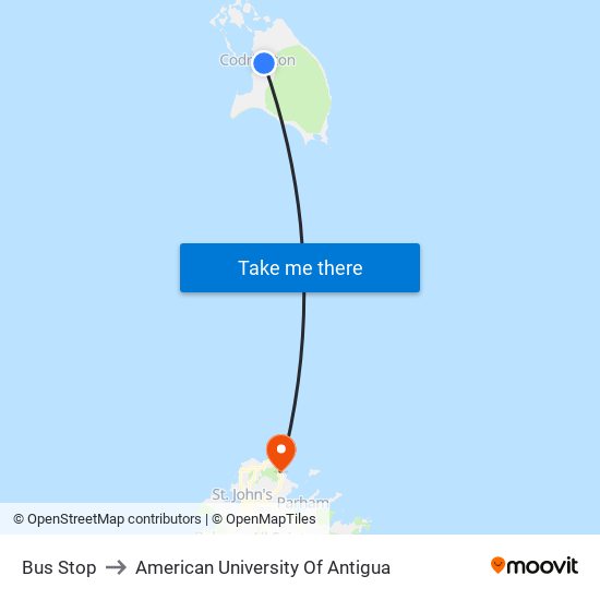 Bus Stop to American University Of Antigua map