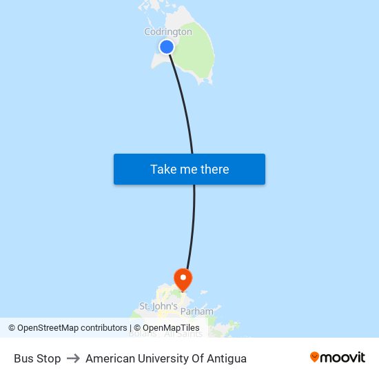 Bus Stop to American University Of Antigua map