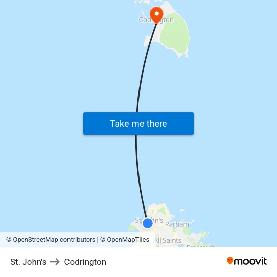 St. John's to Codrington map