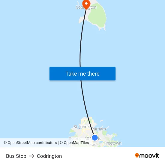 Bus Stop to Codrington map