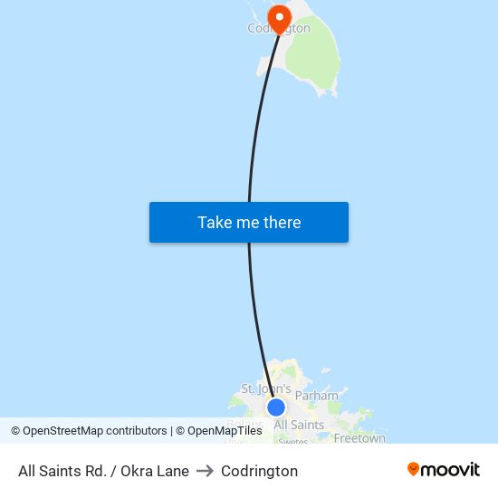 All Saints Rd. / Okra Lane to Codrington map