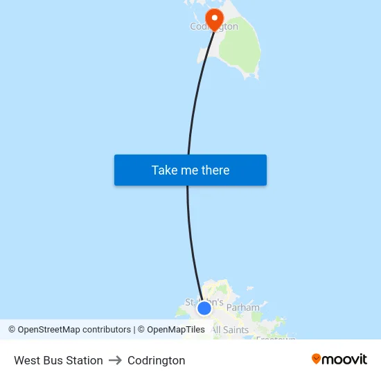 West Bus Station to Codrington map