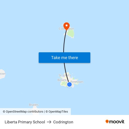 Liberta Primary School to Codrington map