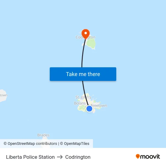 Liberta Police Station to Codrington map