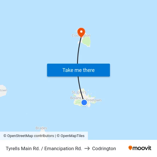 Tyrells Main Rd. / Emancipation Rd. to Codrington map