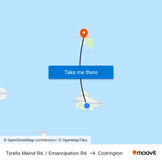 Tyrells Maind Rd. / Emancipation Rd. to Codrington map
