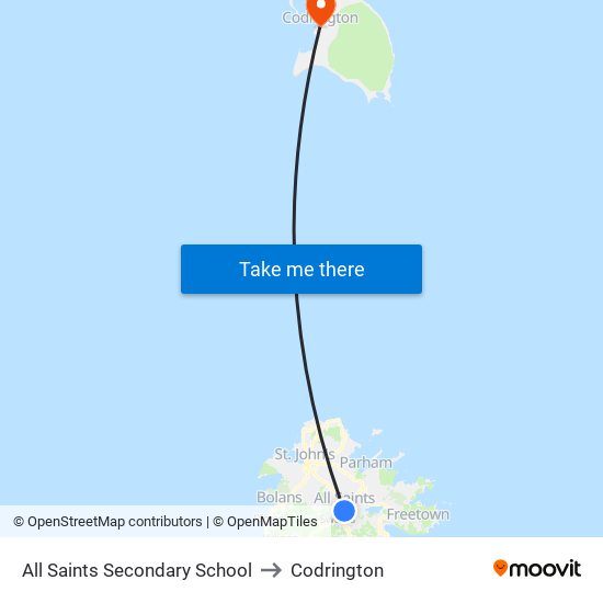 All Saints Secondary School to Codrington map