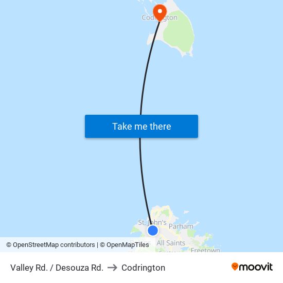 Valley Rd. / Desouza Rd. to Codrington map