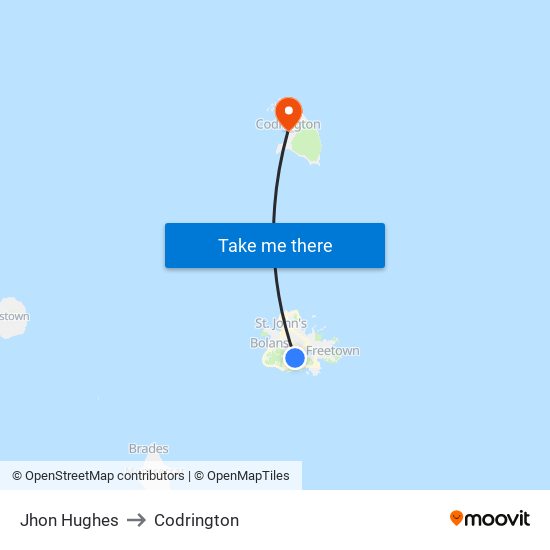 Jhon Hughes to Codrington map