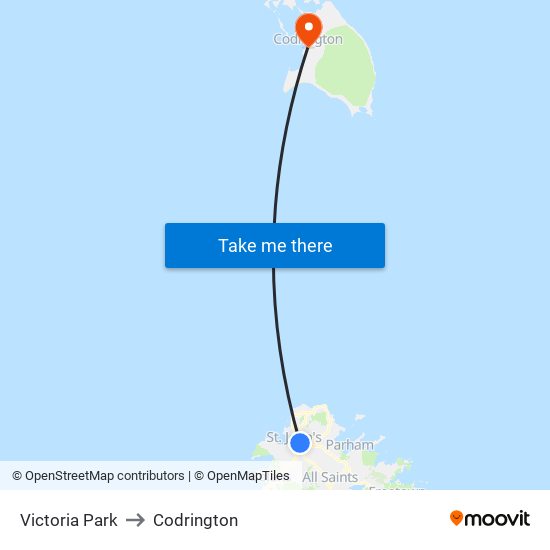 Victoria Park to Codrington map