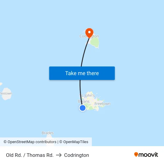 Old Rd. / Thomas Rd. to Codrington map