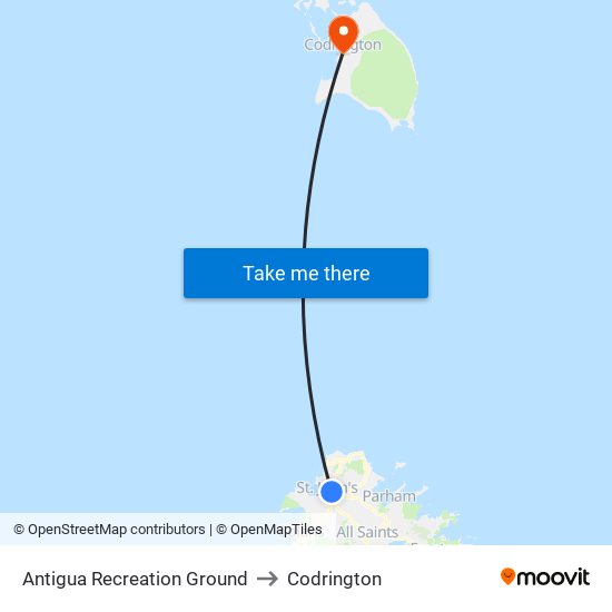 Antigua Recreation Ground to Codrington map
