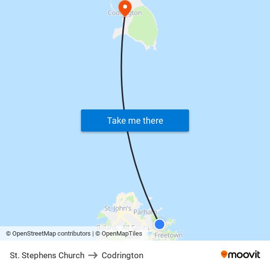 St. Stephens Church to Codrington map