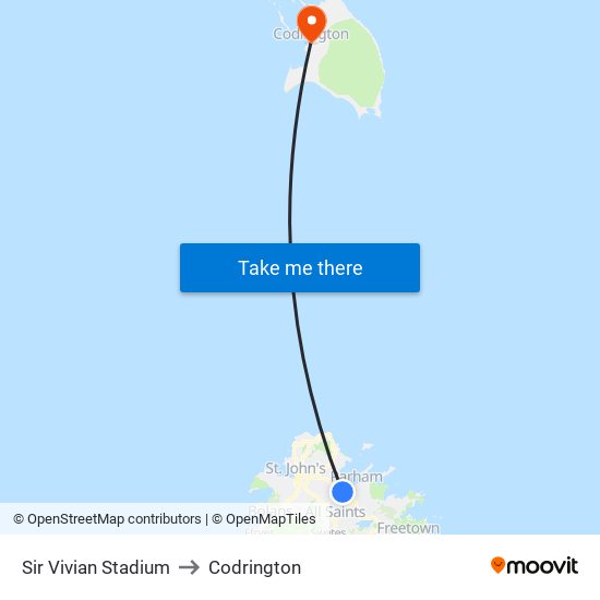 Sir Vivian Stadium to Codrington map