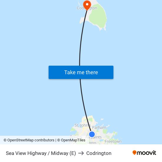 Sea View Highway / Midway (E) to Codrington map