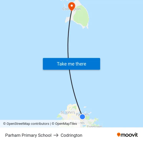 Parham Primary School to Codrington map