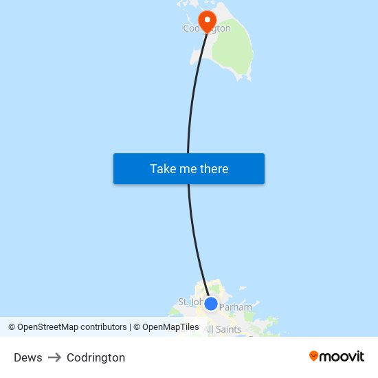 Dews to Codrington map