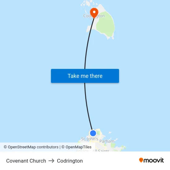 Covenant Church to Codrington map