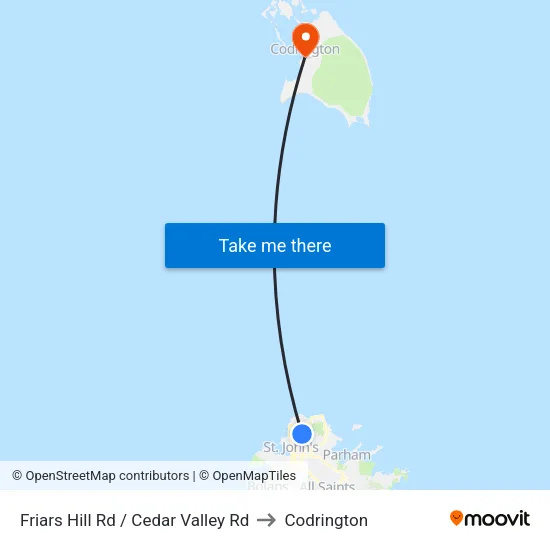 Friars Hill Rd / Cedar Valley Rd to Codrington map