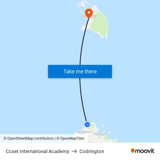 Ccset International Academy to Codrington map