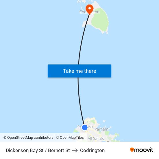 Dickenson Bay St / Bernett St to Codrington map