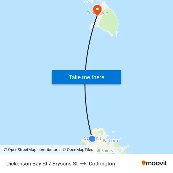 Dickenson Bay St / Brysons St to Codrington map